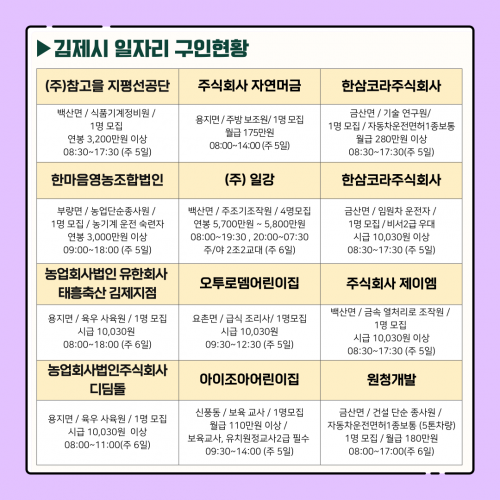 [김제일자리종합지원센터 일자리정보지] 2025년 6월 23일 제 021호