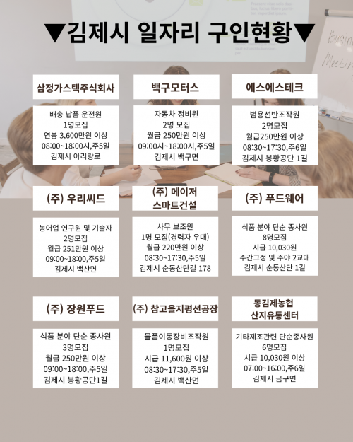 [김제일자리종합지원센터 일자리정보지] 2025년 10월 22일 제 041호