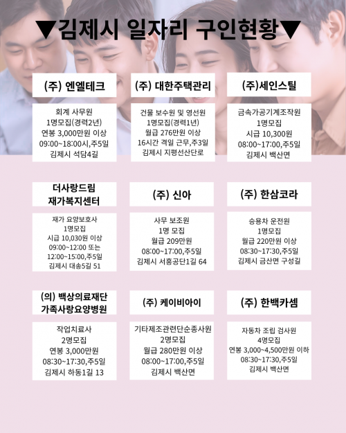 [김제일자리종합지원센터 일자리정보지] 2025년 11월 5일 제 046호