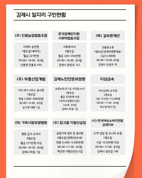 [김제일자리종합지원센터 일자리정보지] 2025년 11월 10일 제 047호